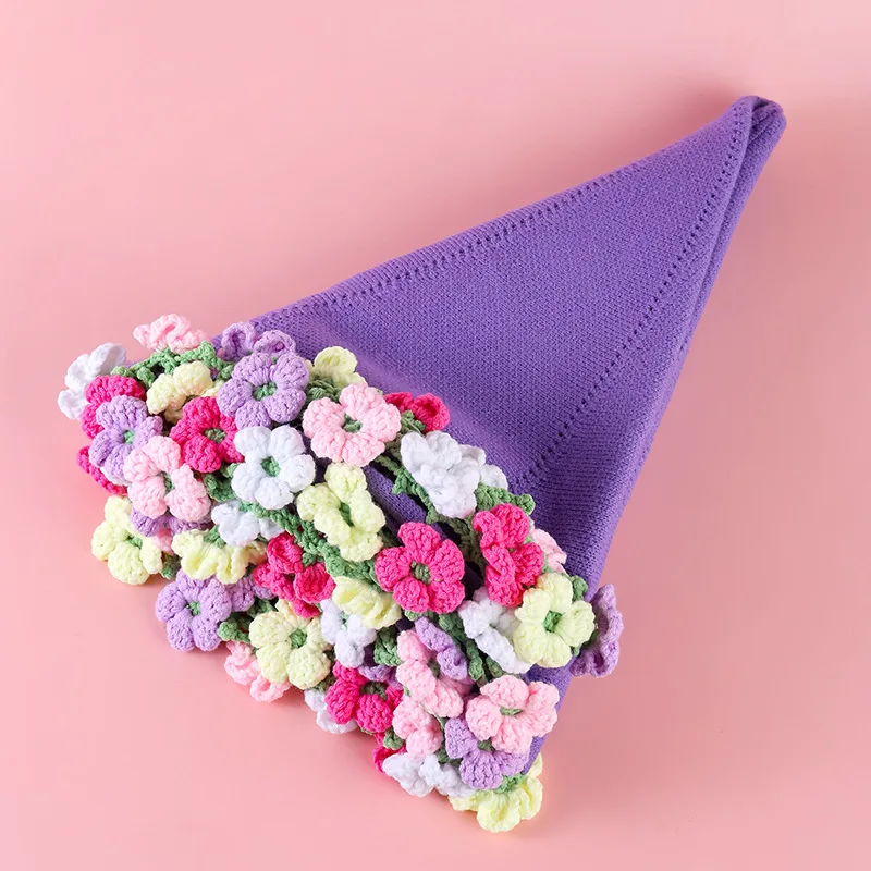 

Handmade Bouquet Finished Product Throw Blanket Crocheted Wool Blanket for Girlfriend Student Office Nap Birthday Gift