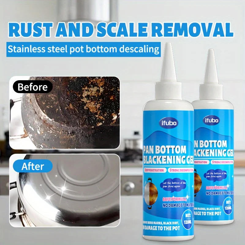 Stainless steel cleaning gel,concentrated black base remover,gel rust remover,metal surface safety,kitchen charred stain remover
