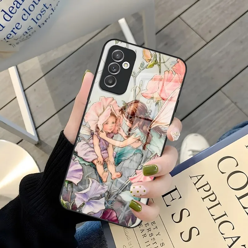 Beautiful Flower Fairy Illustration Phone Case For Samsung S30 S32 S20 S23 S21 S9 S10E Note 20 10 M14 Pro Ultra Plus Glass Cover