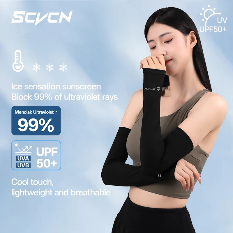 SCVCN UPF50 + أكمام للحماية من الشمس للمشي لمسافات طويلة وصيد الأسماك والجري وركوب الدراجات غطاء من القماش للتبريد للرجال والنساء لركوب الدراجات في الهواء الطلق