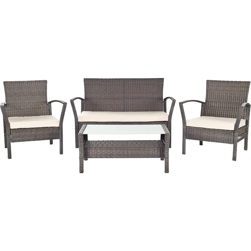 Conjunto de muebles de mimbre para exteriores, muebles de Patio