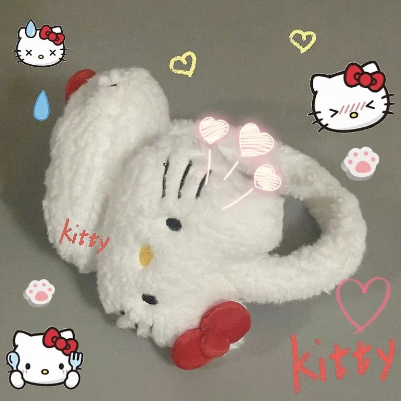 Hello Kitty cartoon cute earmuffs warm thickened earmuffs creative kawaii plush ear protection windproof gloves neck scarf gift