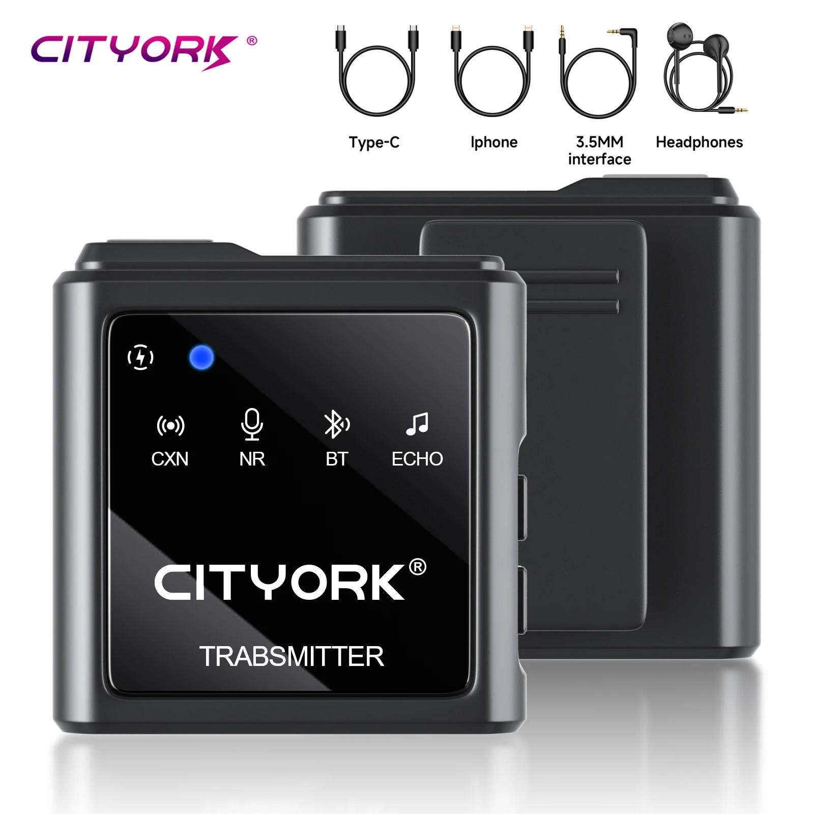 CITYORK Microphone Wireless Lavalier Microfone Mic System for Smartphone Table DSLR Camera Realtime Monitoring