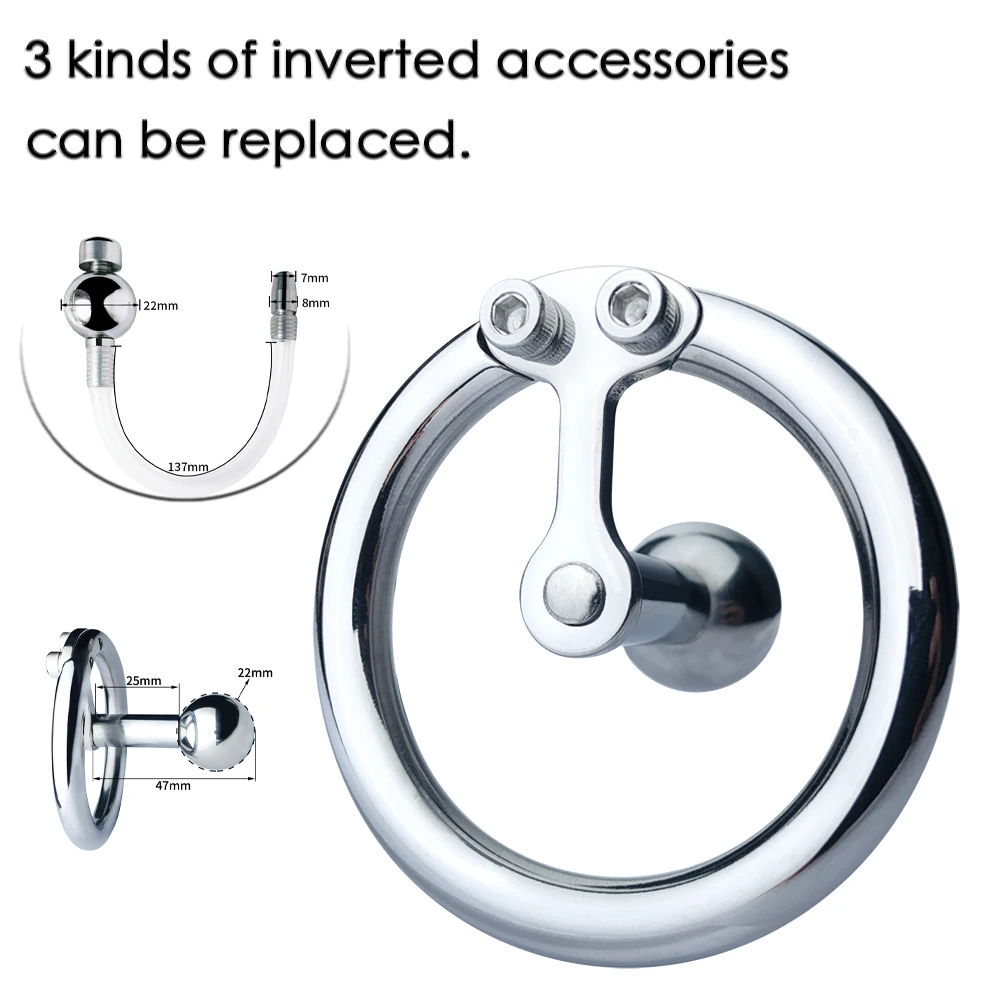 New Solid Steel Ball 정조대 Inverted Cock Cage with Removable 12mm Metal Bar Penis Insert Male Chastity Device 요도 Intimate Sex Toys