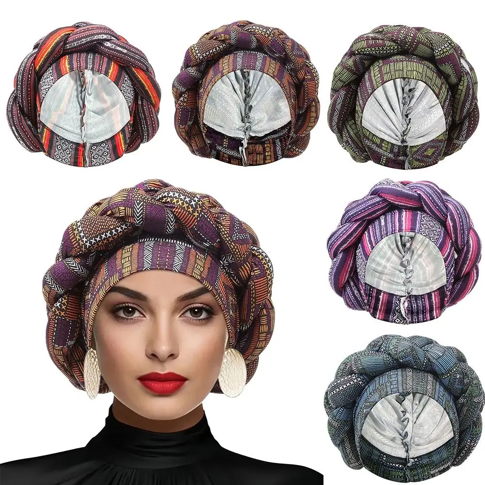 

Fashion Quick-drying African Muslim Turban Cap Breathable Waterproof Lady Head Wraps Nigeria Wedding Headgear Women