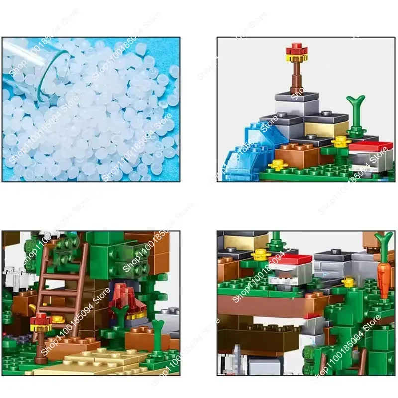 4 In 1 Ocelot Boomhut Minecraftinglys Bouwstenen Sets Met Steve-Actiefiguren Compatibel Mijn Wereldstenen Sets Kinderspeelgoed