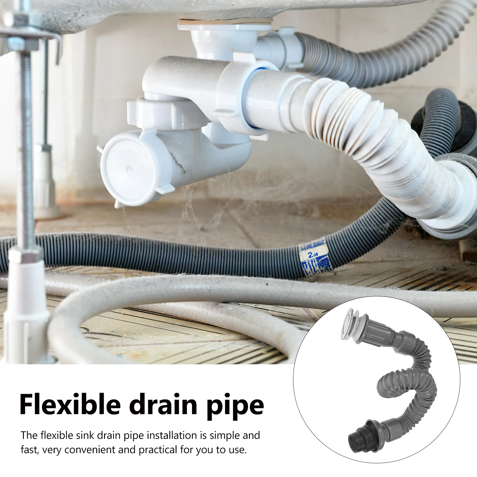 

Flexible Sink Drain Pipe Expandable Universal Drain Hose For Bathroom Kitchen Sink Plumbing Replacement Design Rubber