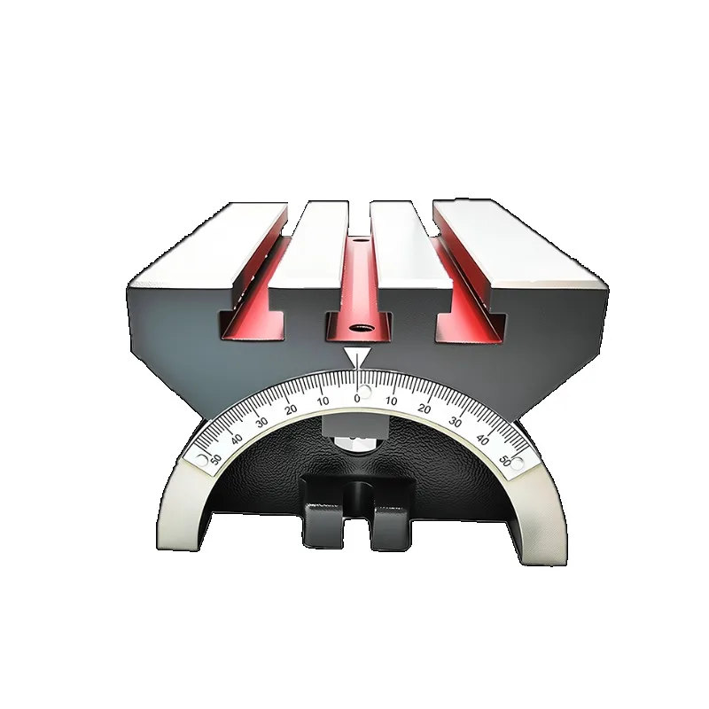 The tilt angle of the milling and drilling machine can be adjusted from 0-45 degrees on the rotary worktable