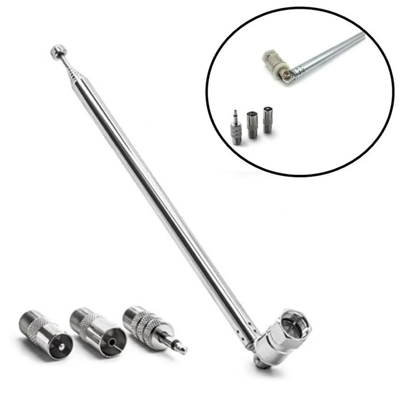 ABMF-4X Rod Antenna 3.5Mm Adapter FM Radio Antenna Replacement Telescopic Screw F Type Male Plug Connector AV Stereo Receiver
