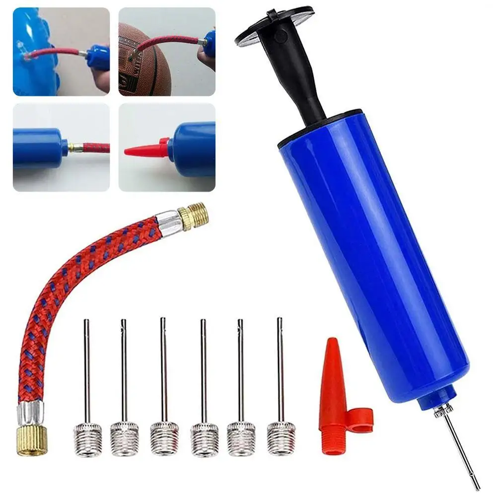 10PCS/Set Flexible Hose Volleyball Football Basketball With Needle Hand Air Pump Balloon Ball Inflator Portable