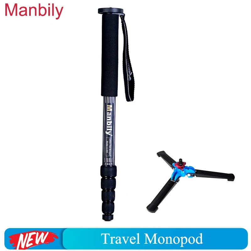 Manbily C-333 OEM Telescoping Tube Lightweight Selfie Stick Portable Travel Monopod with Mini Tripod Base for DSLR Camera