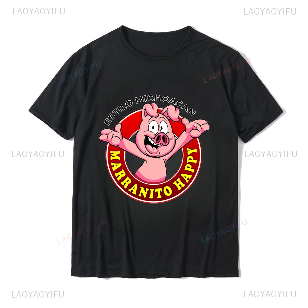 Gourmet Piggy Print T-shirt for Both Men and Women Cotton Everyday Comfortable Crew Neck Short Sleeve Top Kawaii Clothing