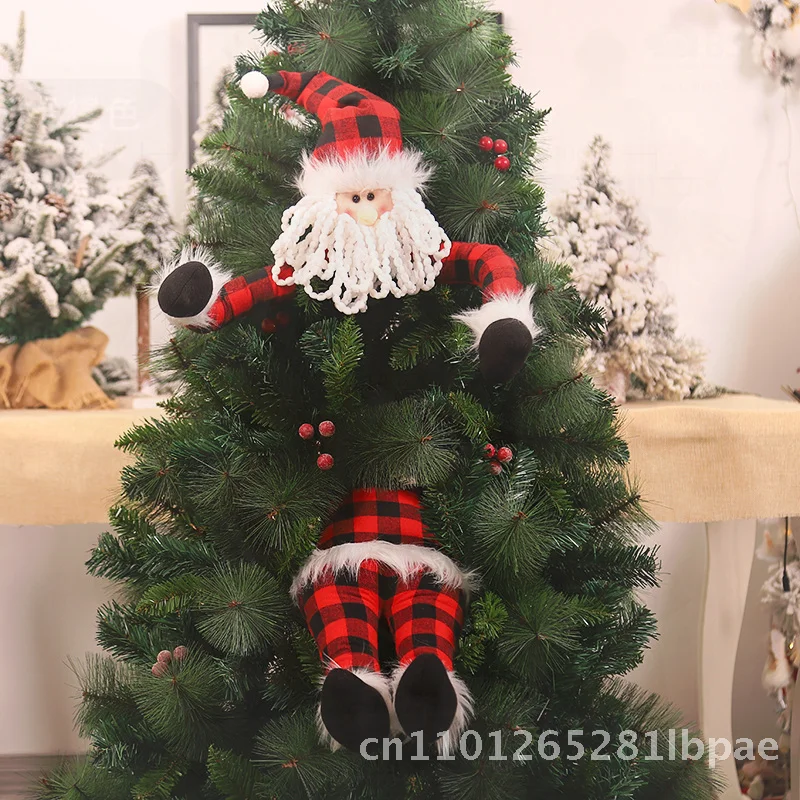 

Creative Cartoon Christmas Tree Top Decoration - Old Man And Elf Holding Tree Design Star Pendant Cloth Material for Festive