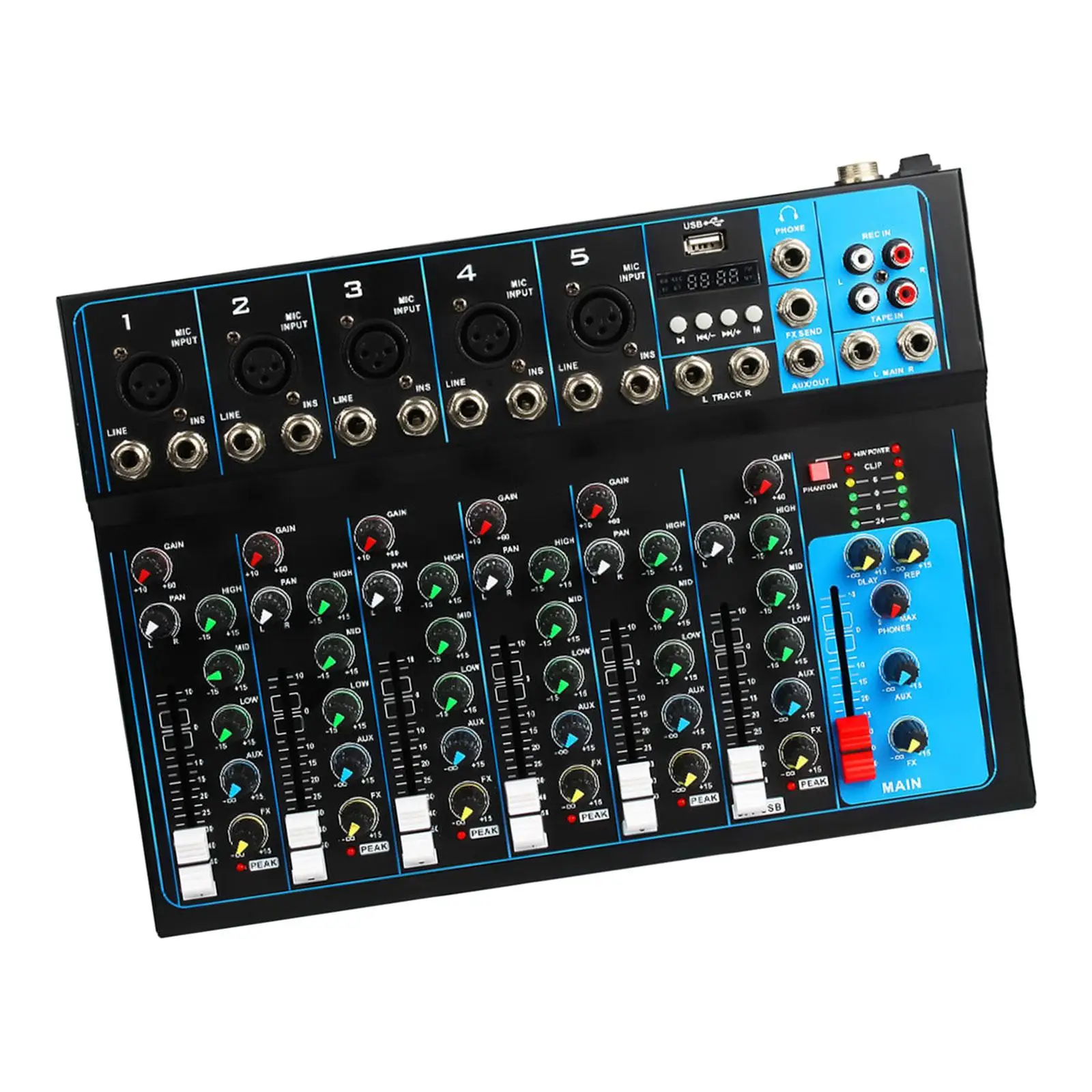 Audio Mixer Connect Microphone Computer Power Amplifier Sound Mixing Board System for Studio Recording Conference Room