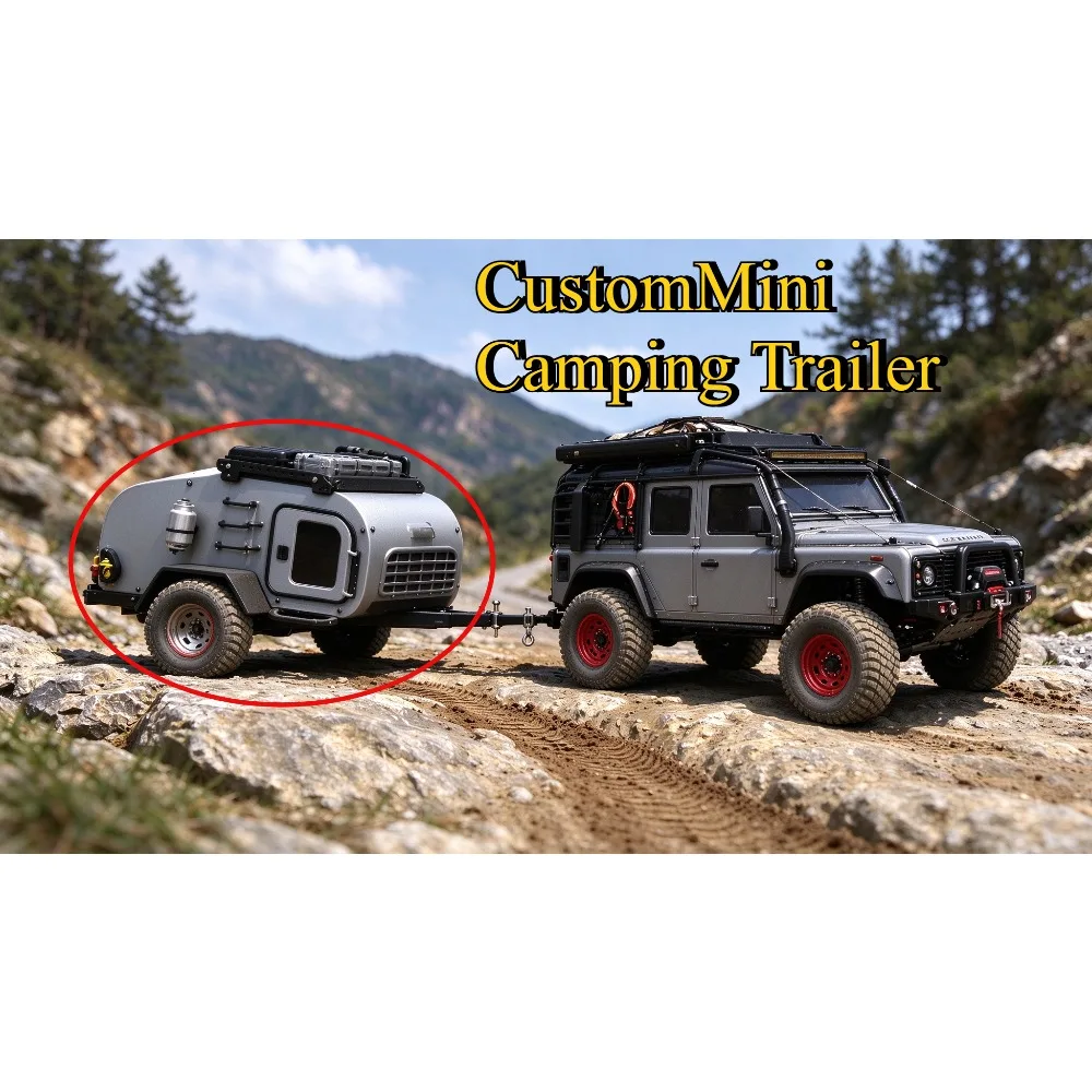 Decor Included Mini Camping Trailer RC Crawler Upgrade custom size Hobby Parts For 1/10 Axial SCX10 Yikong Accessories