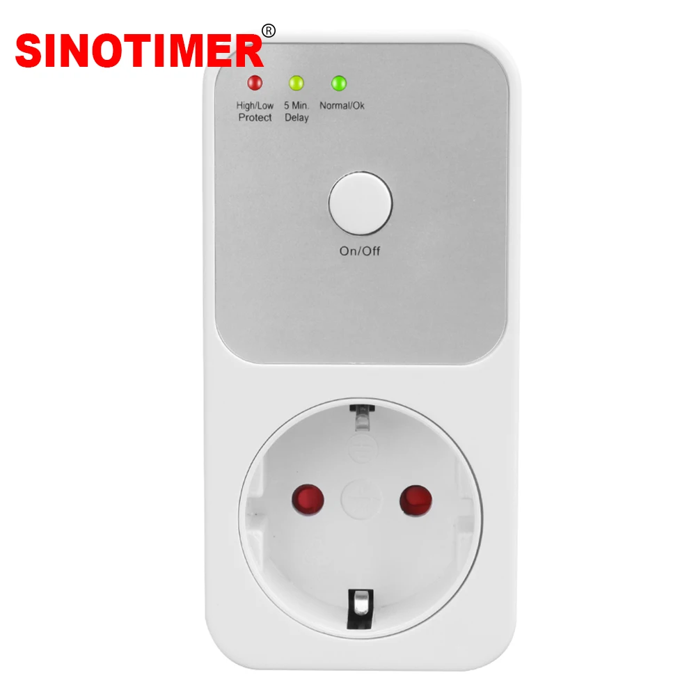 AC 220V Over Under Voltage Protector Sockets Electrical EU Plug ON/OFF Switch Relay Automatic Protect Safe Refrigerator Socket