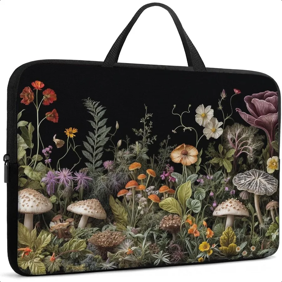 

Laptop Sleeve Bag with Handle Computer Protective Soft Cover Case for 14 Inch 13 Inch LaptopWildflower Mushroom