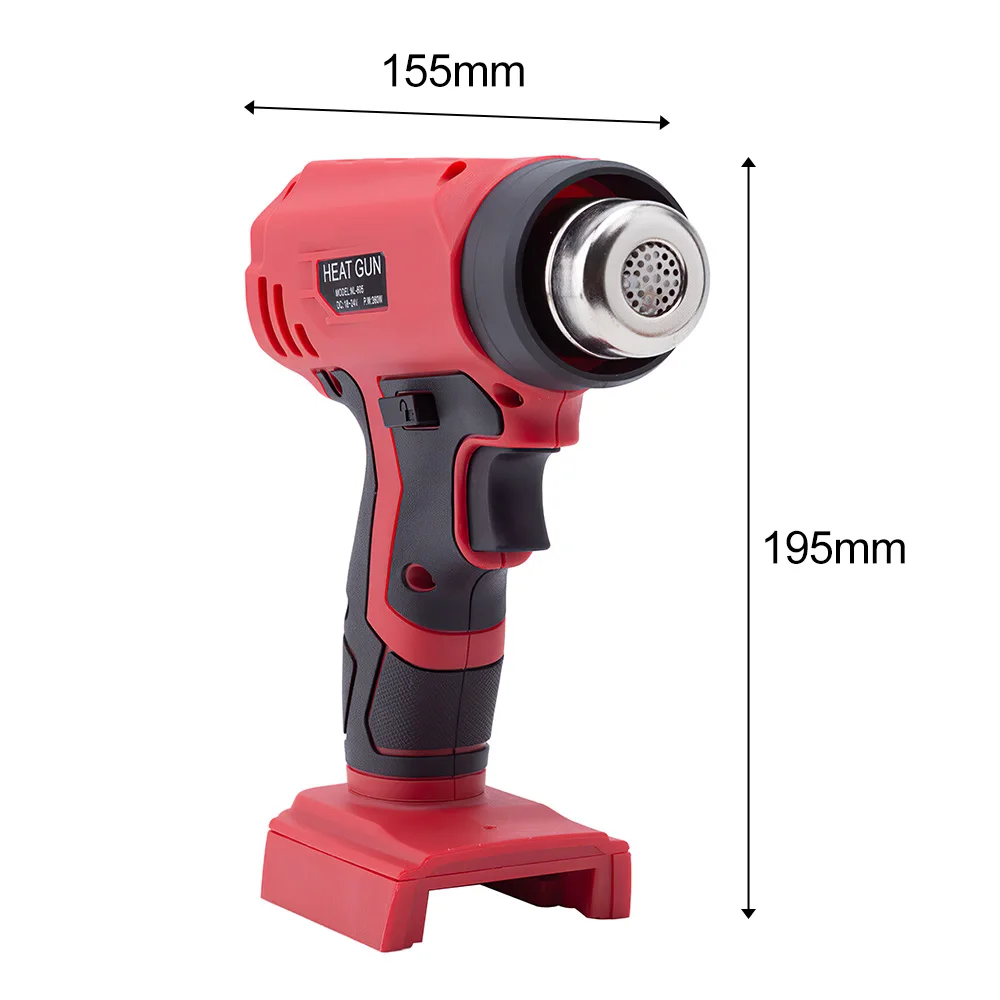 360W Cordless Heat Gun Portable 400℃ Hot Air Gun with 4 Nozzle Fit for Milwaukee 18V Battery (No Battery)