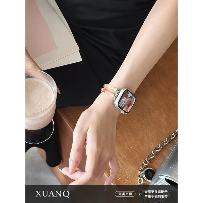 

Ремешок для браслета из бисера, совместимый с ремешком iWatch 38 мм, 40 мм, 41 мм, 42 мм, 44 мм, 45 мм, 49 мм, модный ремешок ручной работы