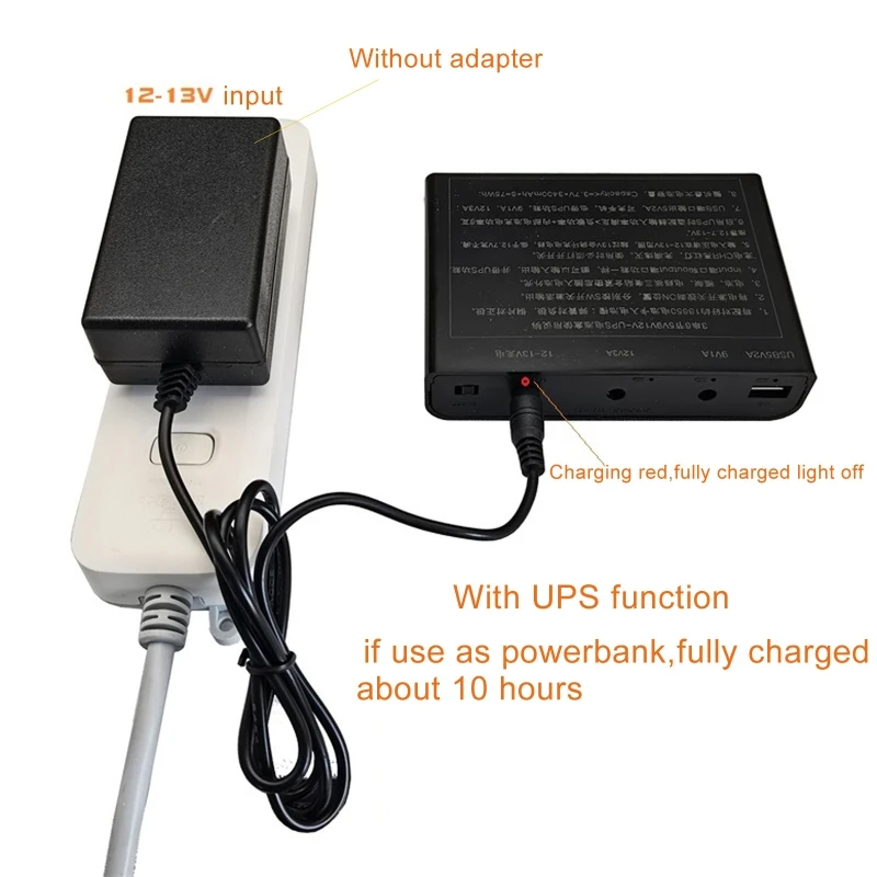 USB for DC 12V Output 6x 18650 Batteries UPS DIY Power Bank Box Charger for Cellphone WiFi Router LED Light Security Camera