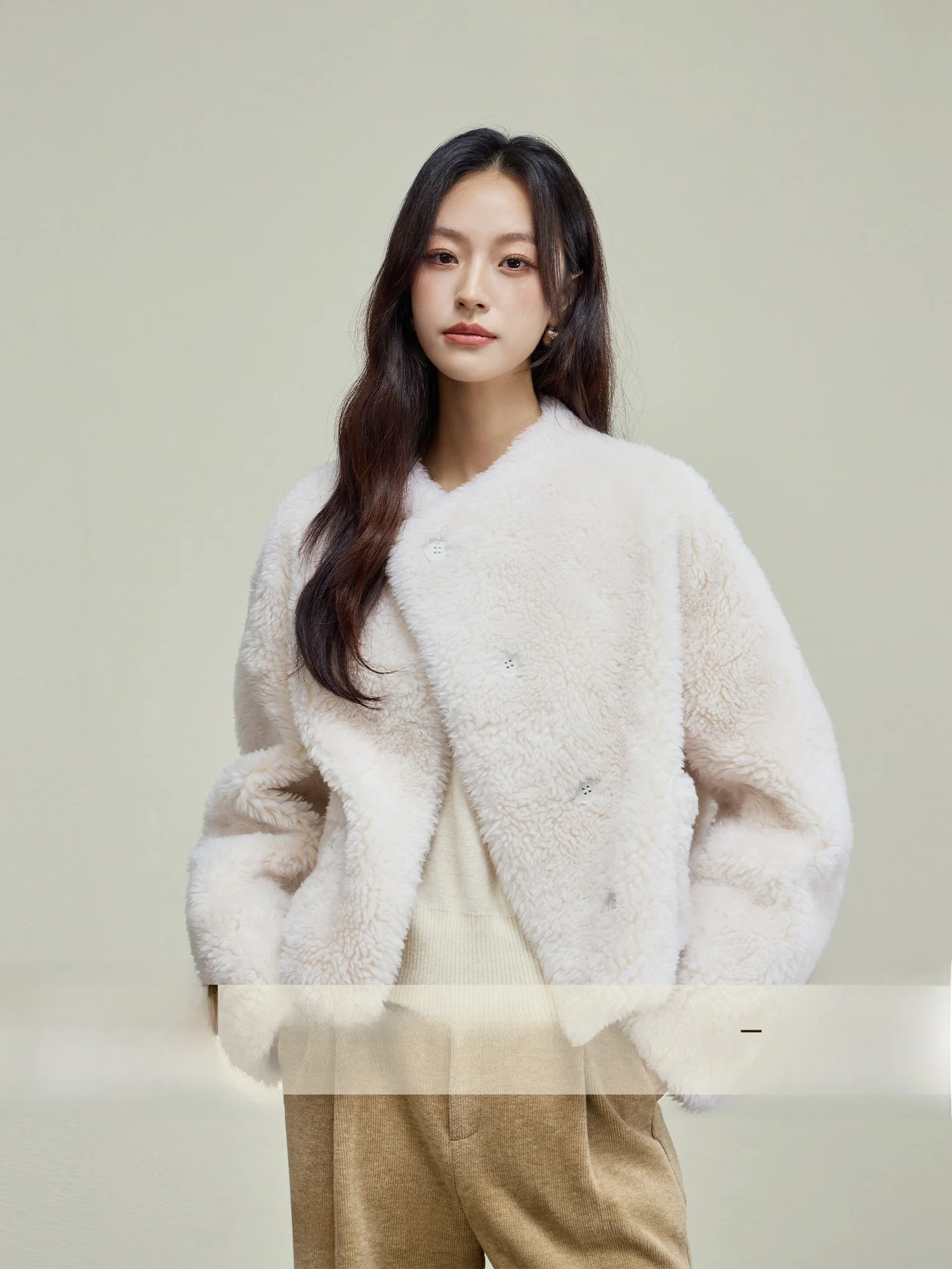 

Женская куртка из овечьей шерсти Rising ort: асимметричный дизайн, теплая верхняя одежда для осени и зимы, китайский бренд.