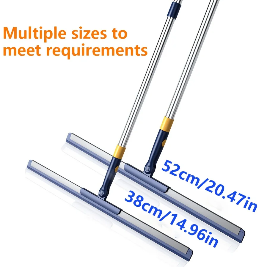Stainless Steel Telescopic Pole Floor Squeegee, With Double Size Options. Thickened Scraper, Efficiently Removes Water Stains.