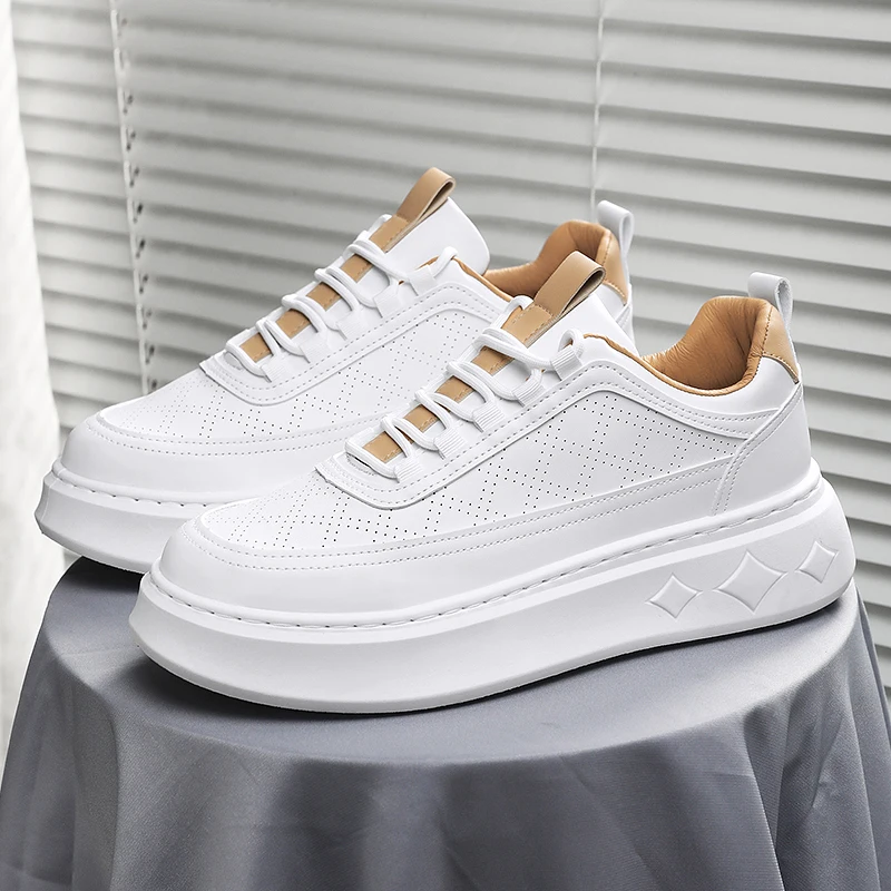 

Модные белые мужские повседневные кроссовки, уличная обувь для бега на платформе, дышащая мужская спортивная обувь, легкая прогулочная обувь, увеличивающая рост обуви