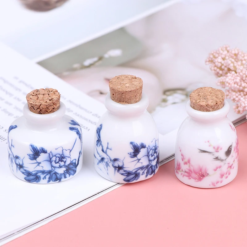 

Ceramic Glass Dappen Dish Bottle Liquid Glitter Bowl Cup With Wood Lid Peony
