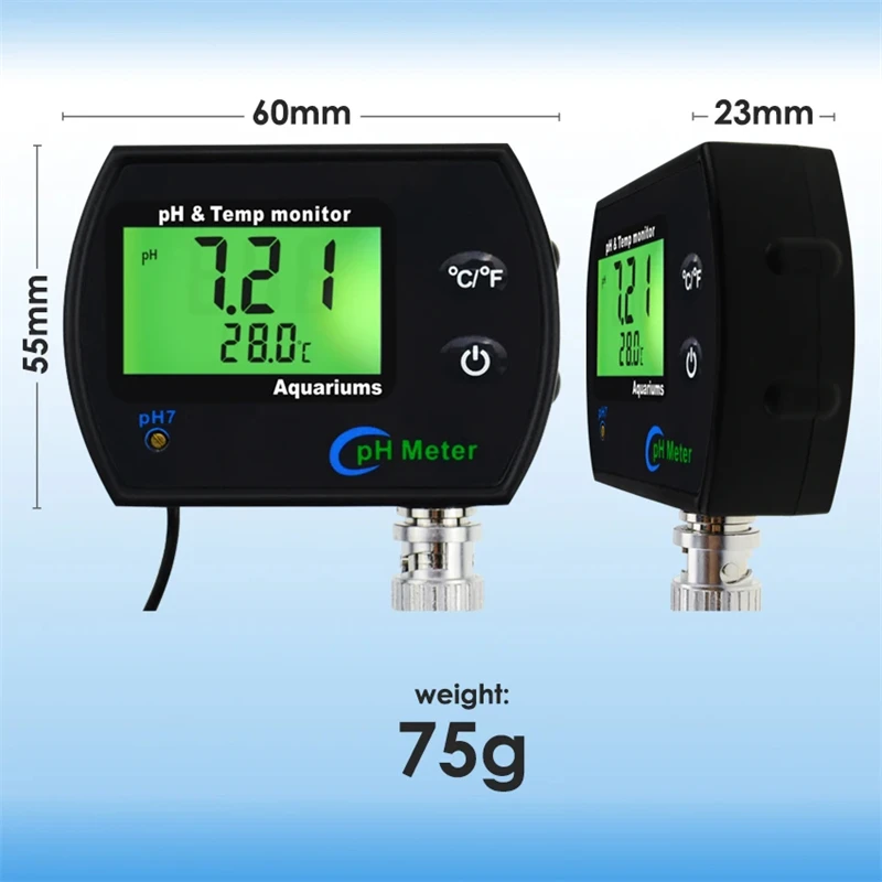 2 في 1 مقياس درجة الحموضة مقياس الحموضة شاشة الكريستال السائل مراقبة جودة المياه اختبار مقياس متعدد المعلمات حوض السمك جهاز قياس درجة الحرارة