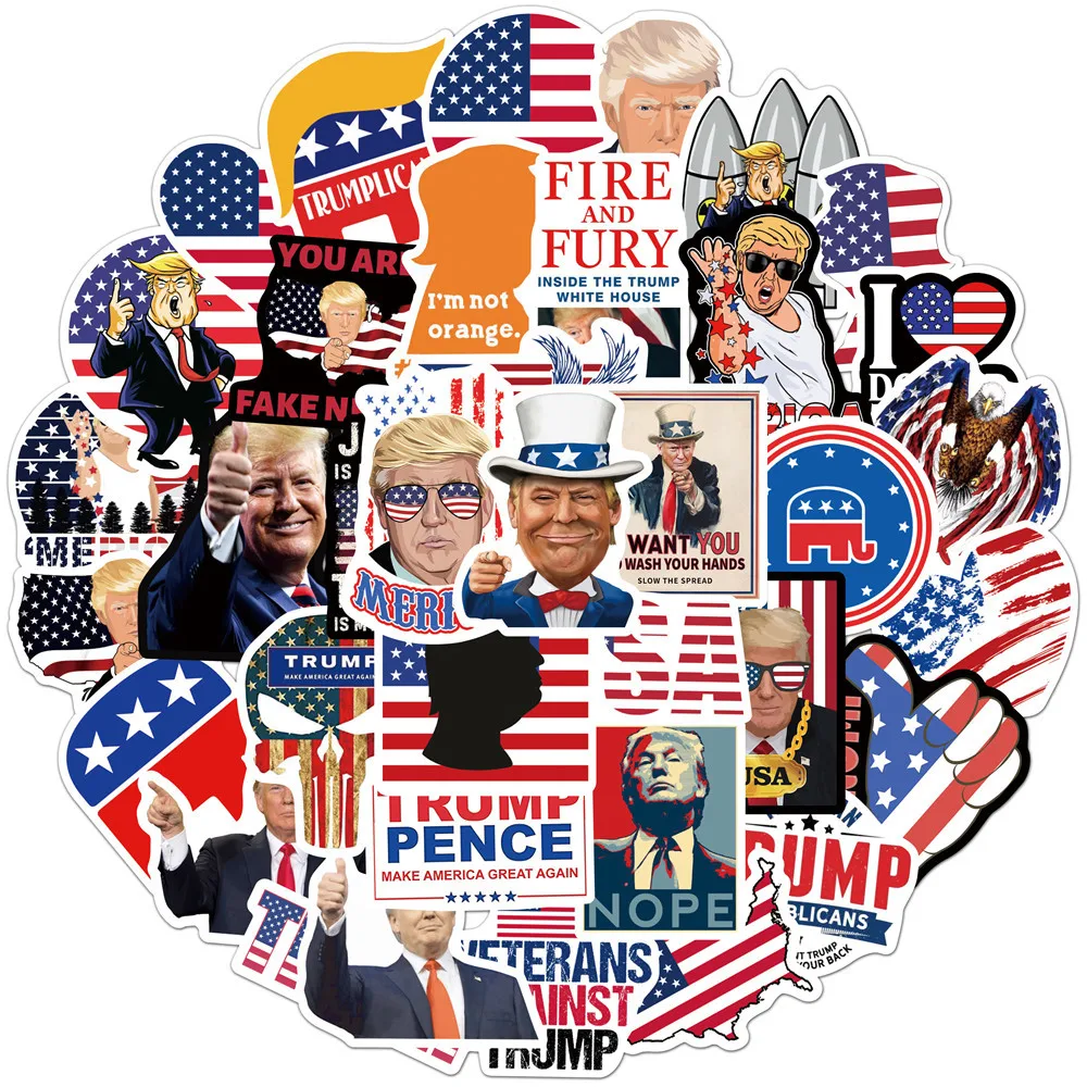 50 Pcs Trump Personalized Graffiti Stickers for PVC Transfer Stickers Such As Luggage, Car, Trolley, Guitar, Etc