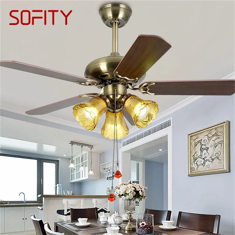 

SOFITY Ceiling Fan Light Modern Simple Lamp With Straight Blade Remote Control For Home Living Room