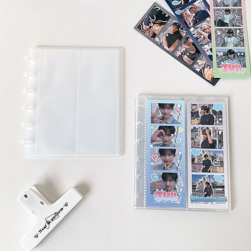 New 1/2 Grid Transparent vertical bill storage book with 10 Inner Pages, mushroom buckle loose leaf album, small card book
