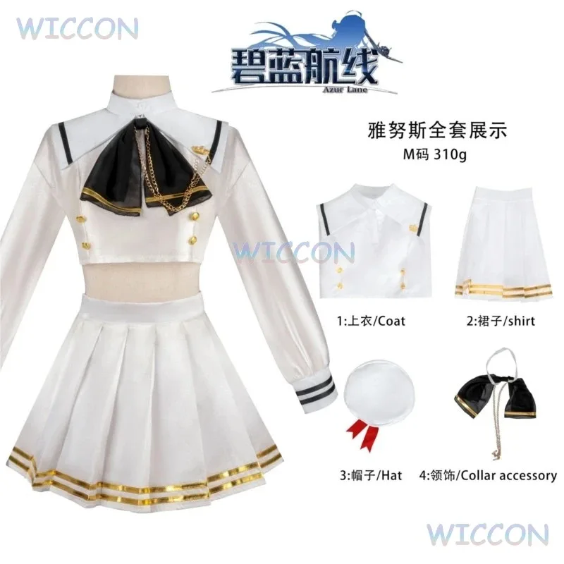 Cygame azur lane janus cosplay traje sexy sexy saia de verão jogo marinheiro uniforme branco feminino halloween jk uniforme escolar