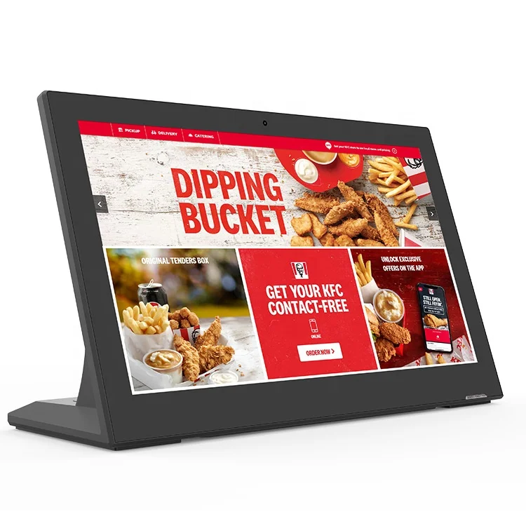 

L Shape 15.6 Inch Desktop Standing Six Cores Android Network Connection Tablet PC Multimedia Terminal Service-evaluating Machine
