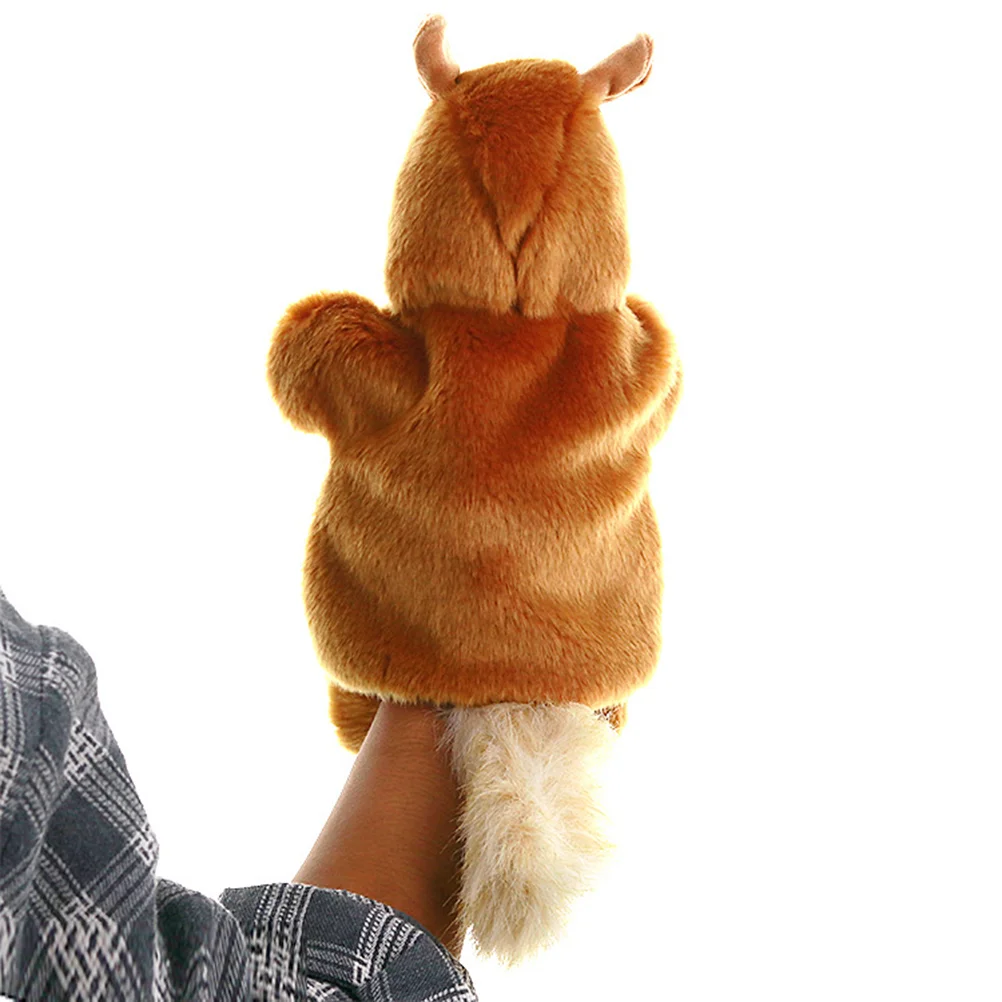 2 Count Kids Finger Plush Toy Hand Puppet Parent-child Squirrel Toys Brown