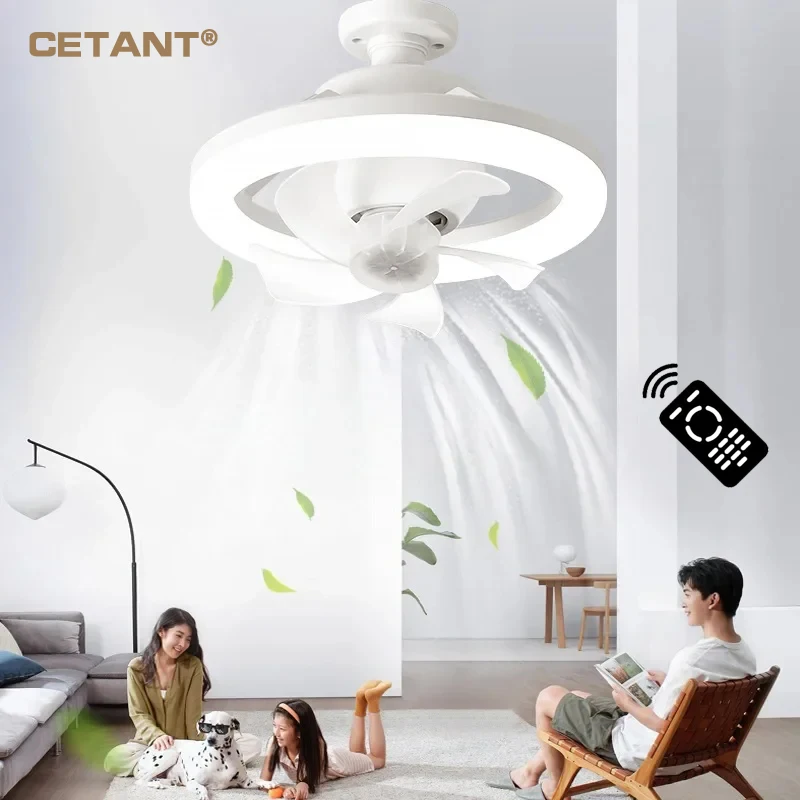 360° Rotation Ceiling Fan Light LED fan Lamp For Living Dining Room Bedroom 3 Gear Wind Speed Periodic Fan Decorative Lighting