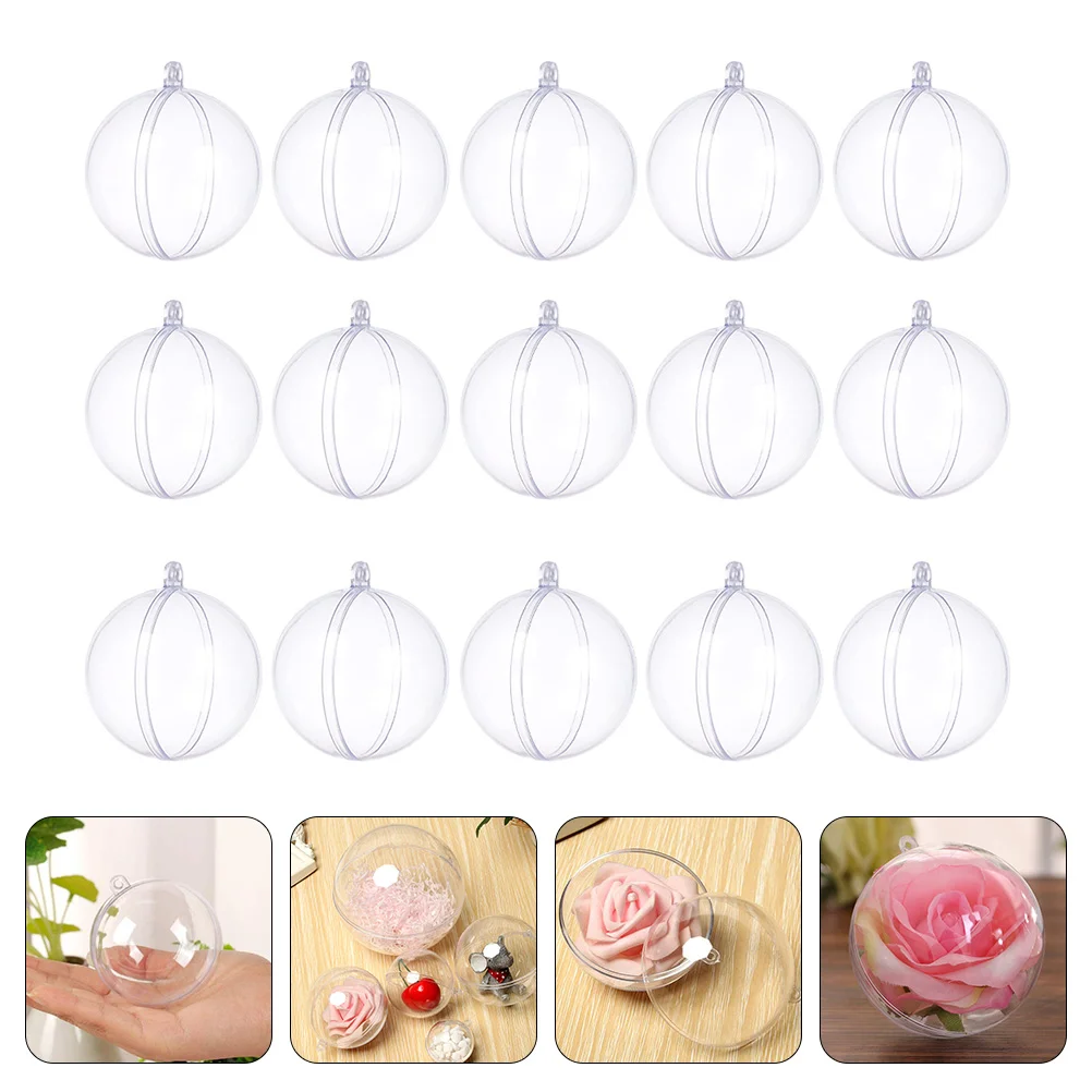 15 Pcs Transparent Christmas Ball Tree Fillable Hanging Balls Decor Lob Creative Pendants Ornaments Plastic Decorative