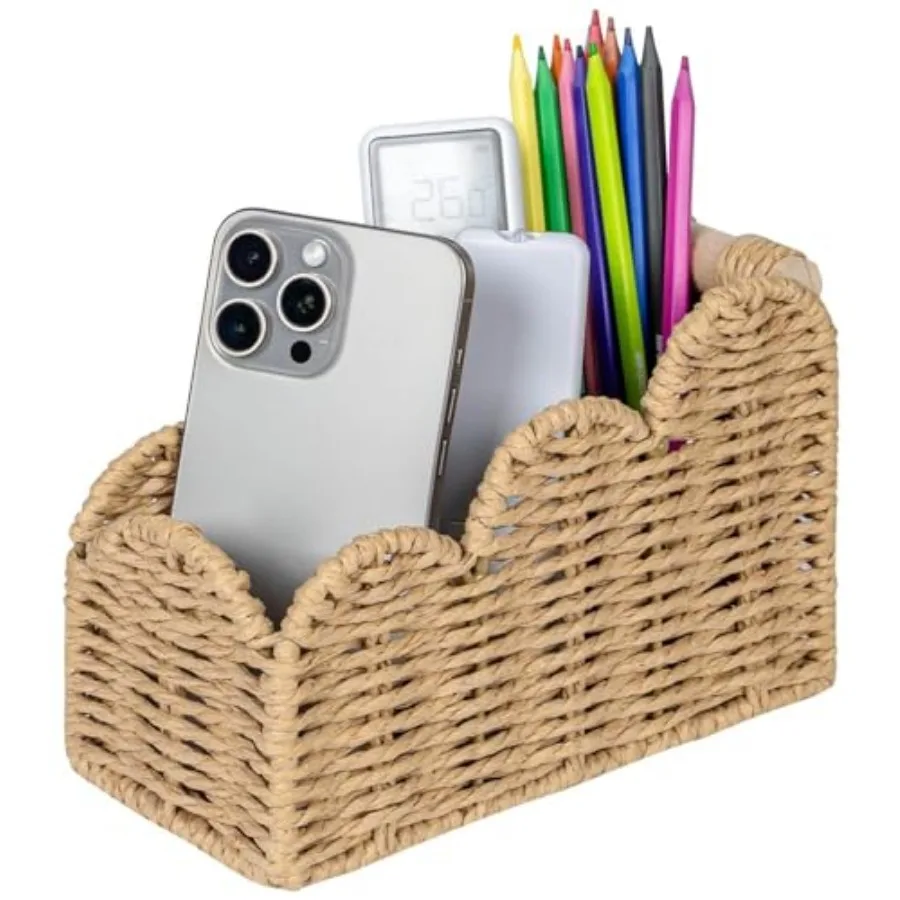 

Bedside Table Desk Organizer Caddy, Remote PenandPencil Holder Cup, Makeup Brush Holder w/Scalloped Perfect for Home, Office De