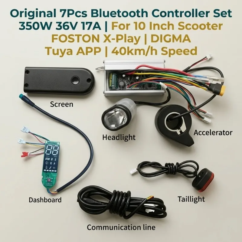 

Original 7Pcs Bluetooth Controller Set 350W 36V 17A for 10 Inch FOSTON X-Play DIGMA Scooter, Tuya APP 40km/h Speed