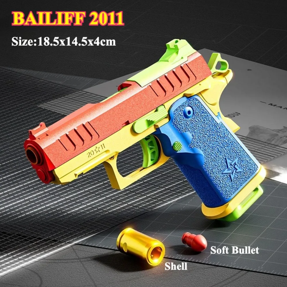 Pistola de Juguete G17/2011 con Sistema de Expulsión de Cartuchos, Disparo Continuo, Airsoft, Blowback, Balas Blandas, para Niños, Regalo de Cumpleaños