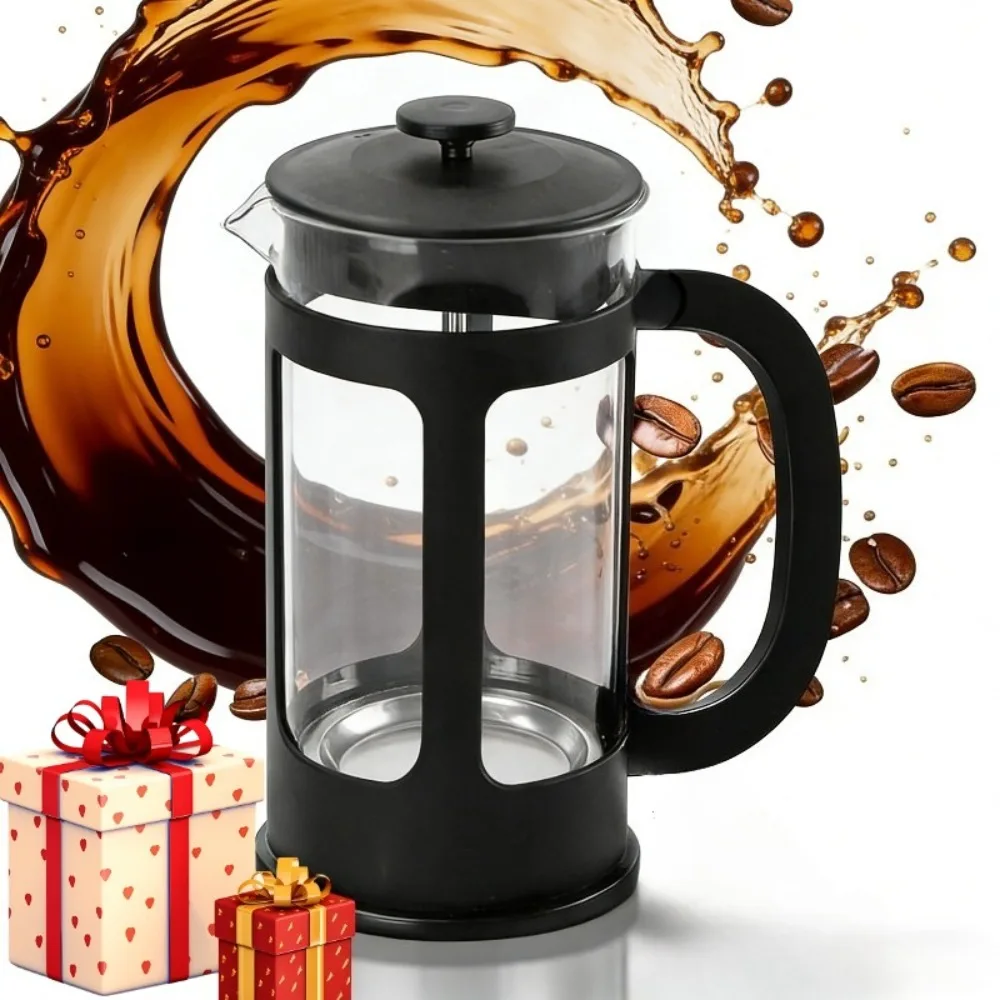 350ML/11OZ French Press Pot Coffee Maker with Stainless Steel Filter Thickened Heat Resistant Coffee Pour Over Kettle Home RV