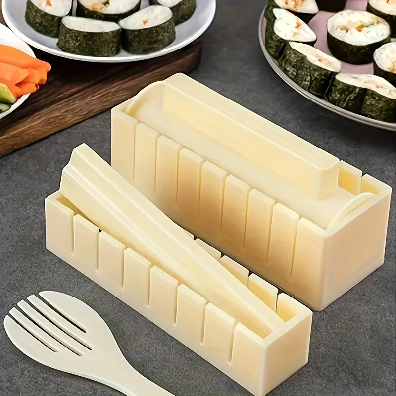 3pcs/set Sushi Maker Equipment Kit Plastic Sushi Rolls Mold Round Square Heart-shaped Sushi Making Tools Cake Roll Mold