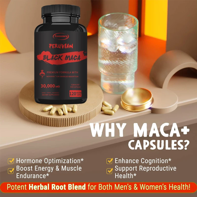 Black Maca Root - Enhances Male Energy, Vitality & Endurance, Promotes Hormonal Balance and Supports Reproductive Health