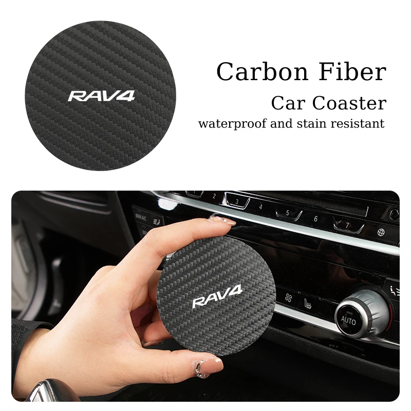 2pcs Car Coasters Water Cup Mats Waterproof Slot Pads For Toyota RAV4 20 30 XA30 2005 2006 2007 2008 2009 2010 2011 2012