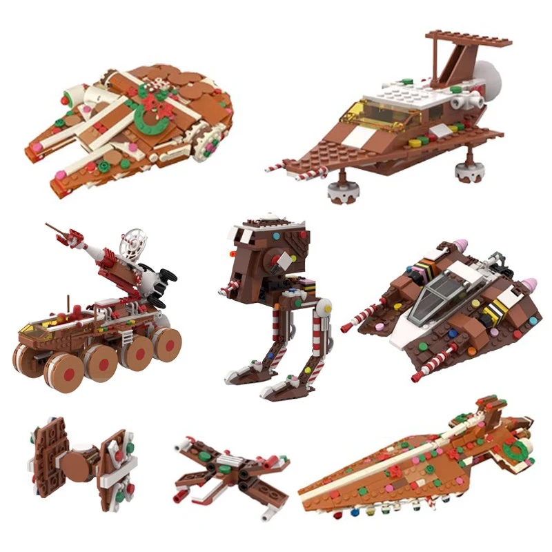 Bricklink Star Movie Christmas Gingerbread Series Spaceship 40806 Walker Snowspeeders Building Blocks Kid Toys Christmas Gift moc