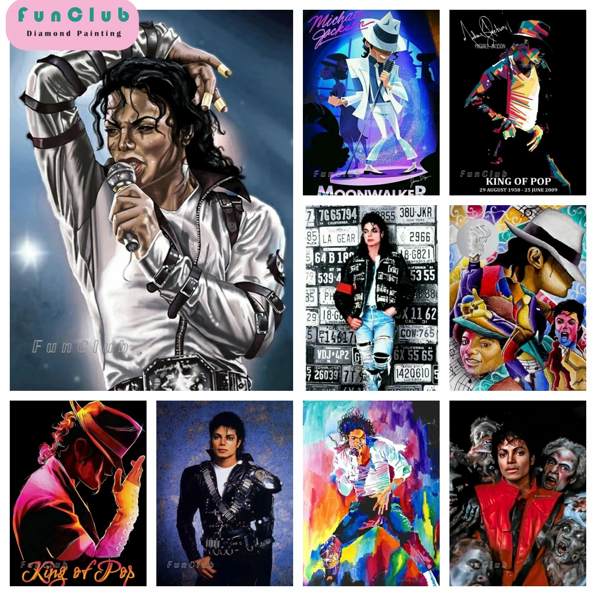 King Of Pop 5D-Diamant-Malerei-Set zum Selbermachen, amerikanischer berühmter Sänger, Michael Jackson, Kreuzstich, Stickerei, Kunst, Bohrer, Geschenk, Heimdekoration