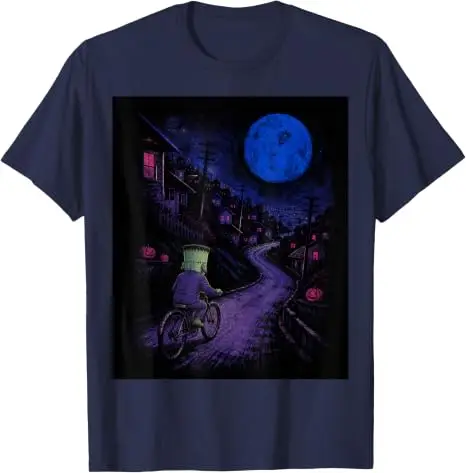 Frankenstein auf Fahrrad Halloween Fahrrad Radfahren T-Shirt Y2k Fahrradtour Vollmond Radfahren Gruselige Geschenke Grafik-T-Shirt Geschenke – Detail 16