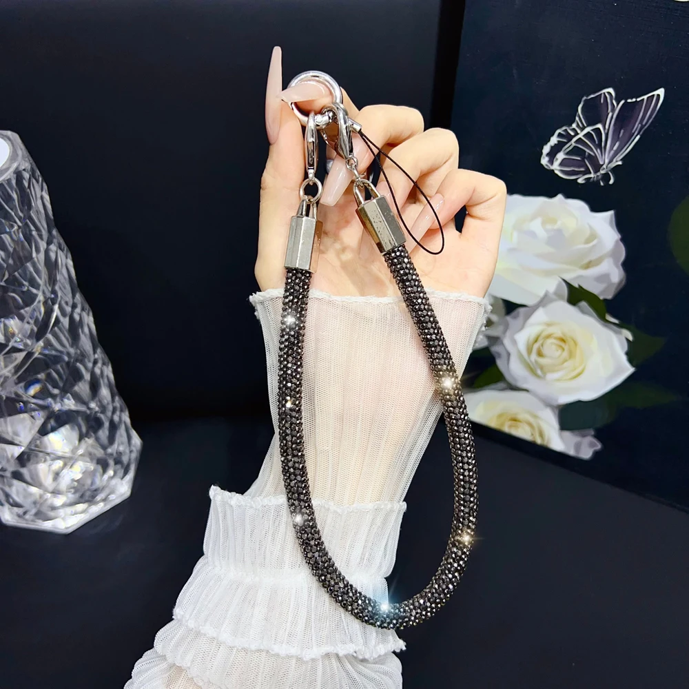 

Luxury Mobile Phone Lanyard Rhinestone Wrist Straps Glitter Bracelet Short Phone Lanyard Keychain Hanging Anti-lost Rope Fashion