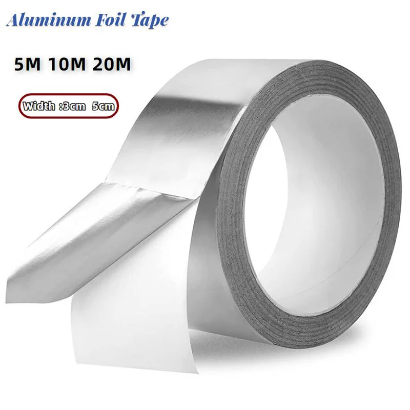 1pcs Aluminium Foil Adhesive Sealing Tape Thermal Resist Duct Repairs Width 3/ 5cm High Temperature Resistant Foil Adhesive Tape
