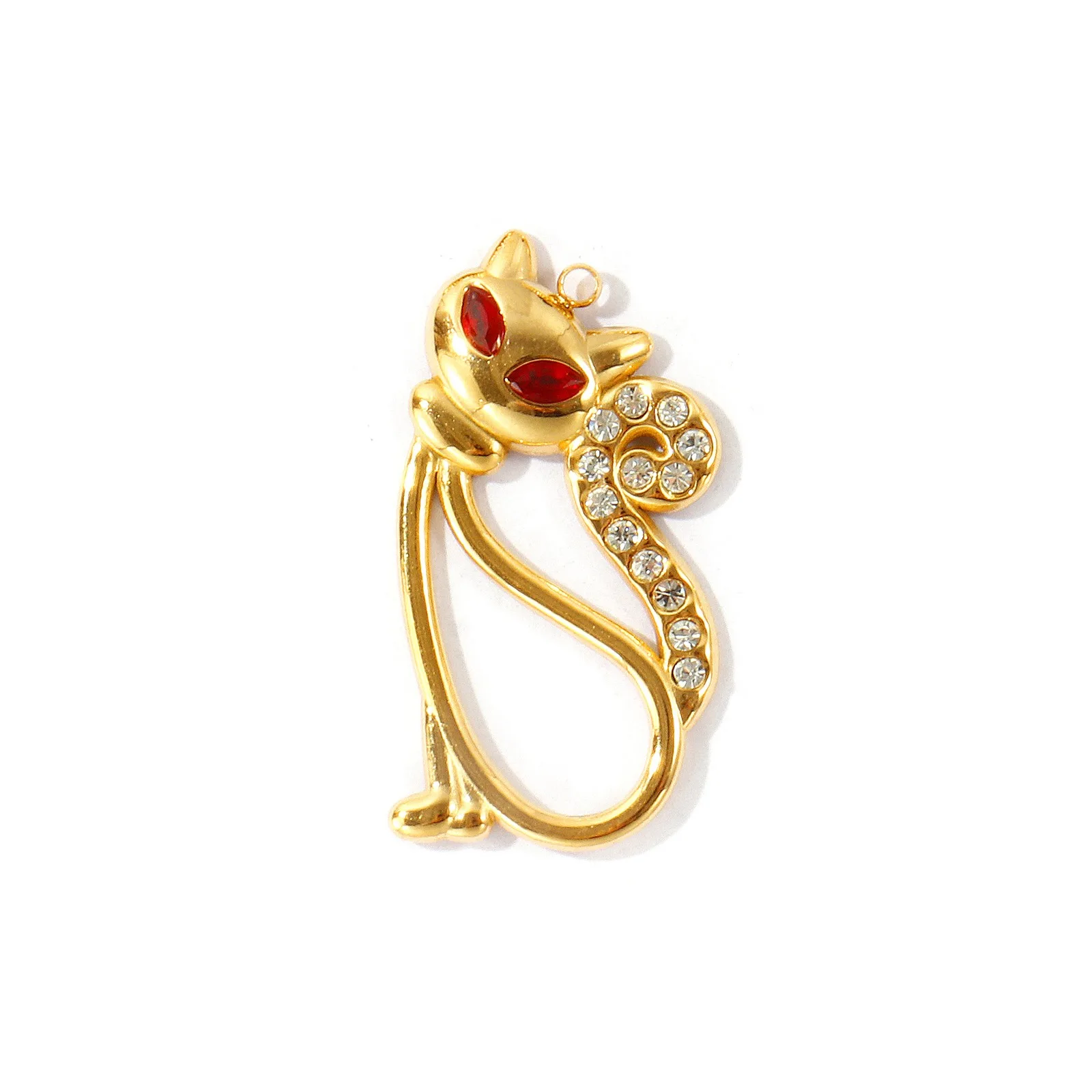 2 Stück Mikro-Pavé-Strass-Stern-Kolibri-Katzen-Anhänger aus 304 Edelstahl, 18K vergoldet, für DIY-Halsketten und Schmuckherstellung – Detail 3